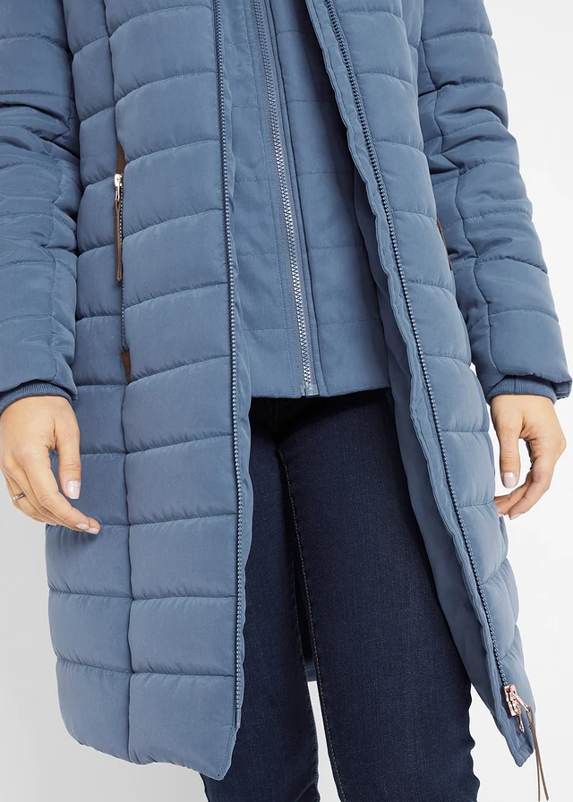 Lange gewatteerde jas, 2-in-1 look • indigo • product-page.page-title-suffix