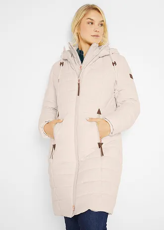 Lange gewatteerde jas, 2-in-1 look • natuurbeige • bonprix online shop