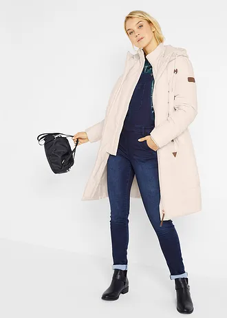 Lange gewatteerde jas, 2-in-1 look • natuurbeige • bonprix online shop