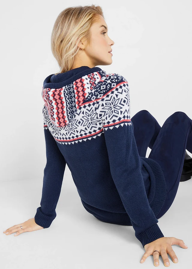 Pull norvégien à capuche, Couleur: bleu foncé norvégien