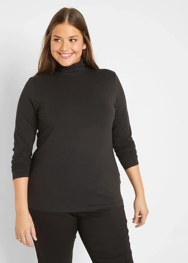 Lot de 2 T-shirts col roulé, Couleur: noir+noir