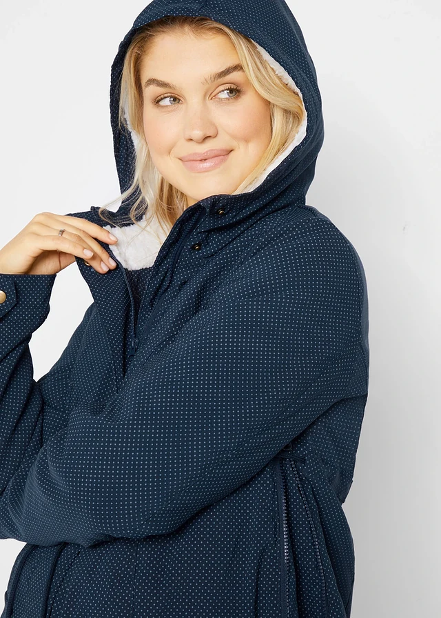 Veste de grossesse et de portage 3en1 avec doublure peluche • bleu foncé pois • product-page.page-title-suffix