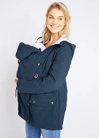 3 v 1 těhotenská a nosící bunda s hebkou podšívkou, barva: tmavě modrá s puntíky