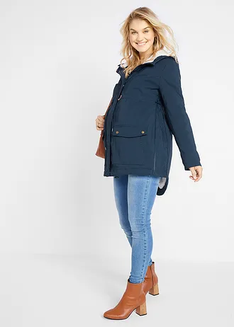 3 v 1 těhotenská a nosící bunda s hebkou podšívkou, barva: tmavě modrá s puntíky