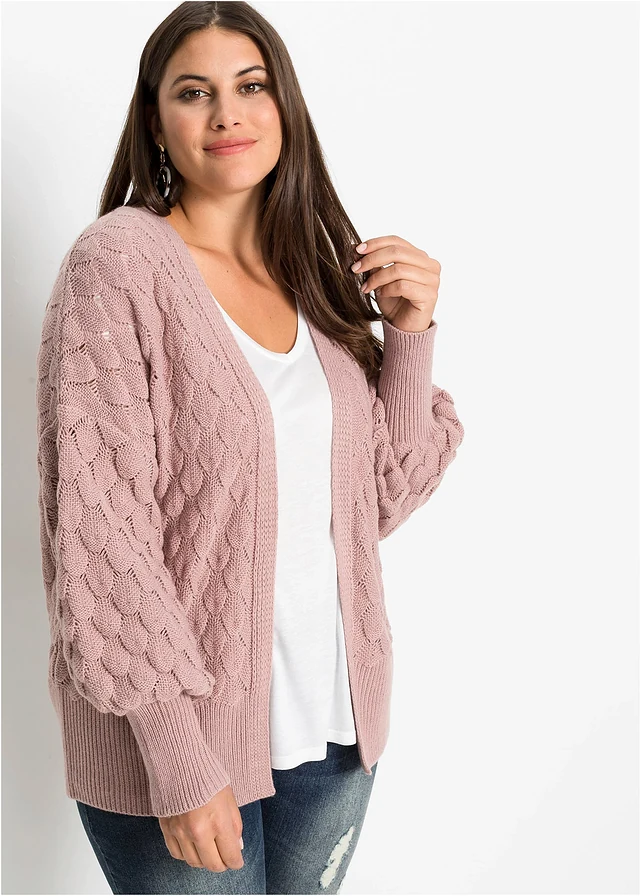 Gilet en maille ajouré, Couleur: bois de rose
