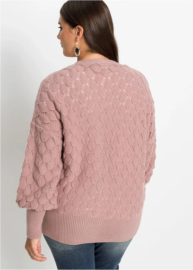 Gilet en maille ajouré, Couleur: bois de rose