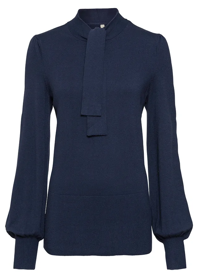 Finom kötésű pulóver puha viszkóz-keverékből • sötétkék • bonprix áruház