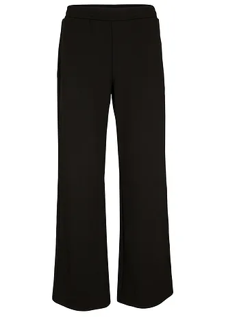 Pantalon large à taille élastiquée, viscose majoritaire • noir neuf plus size • Boutique bonprix