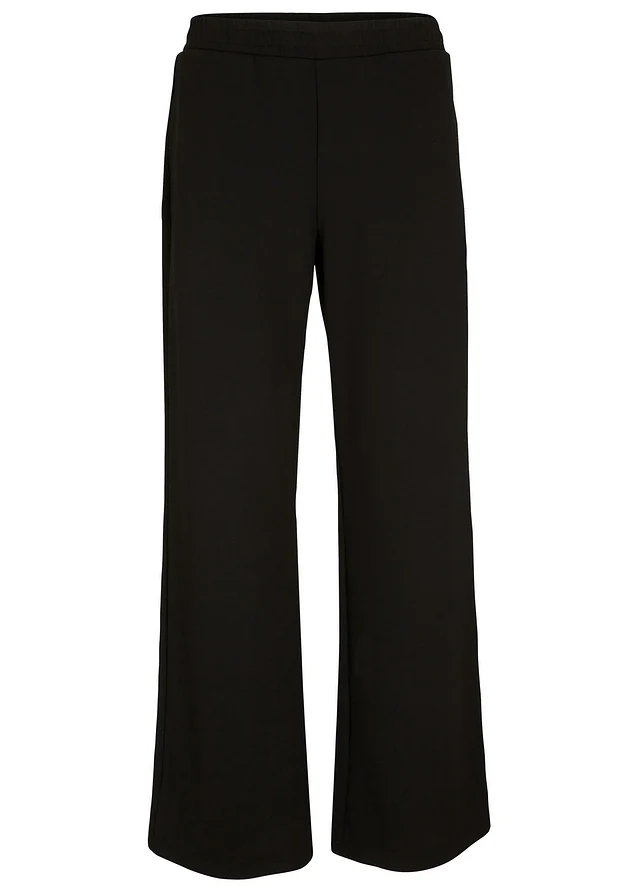 Pantalon large à taille élastiquée, Couleur: noir