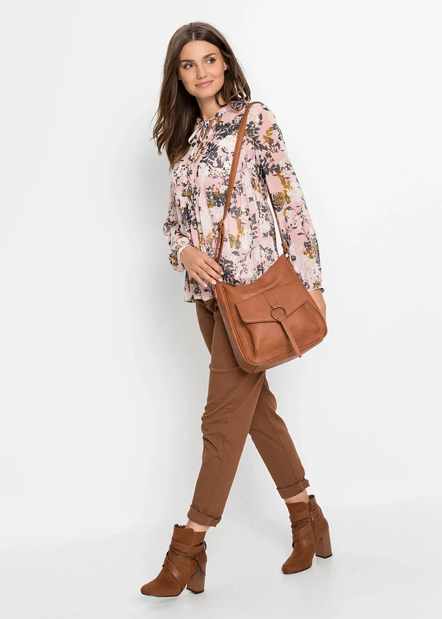Sac à bandoulière et détail boucle, Couleur: cognac