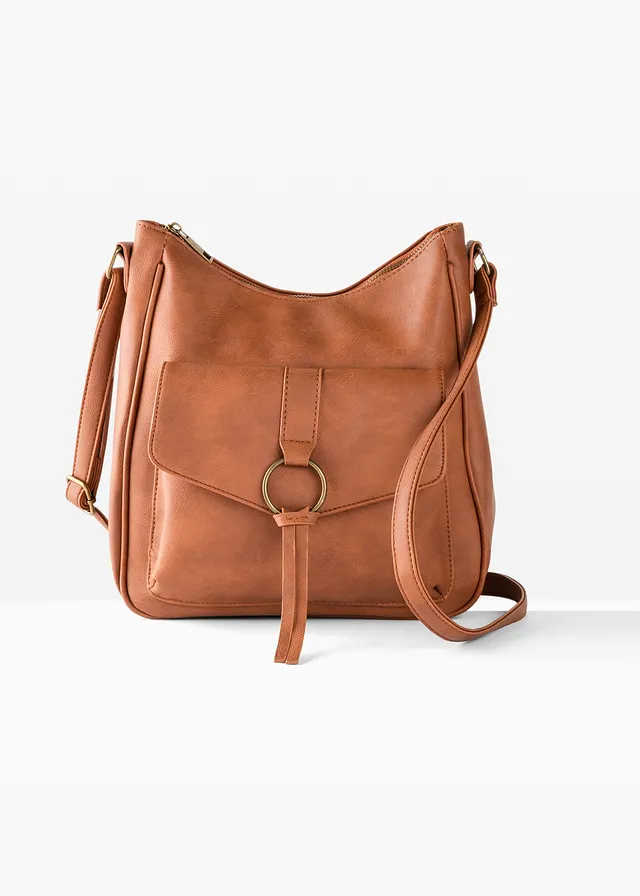 Sac à bandoulière et détail boucle, Couleur: cognac