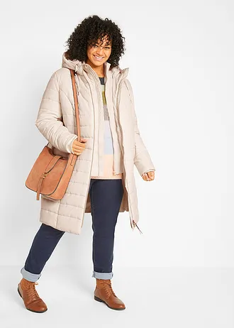 Doudoune longue, style 2 en 1, Couleur: beige naturel