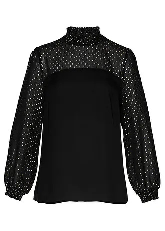 Šifonová tunika, barva: černá - béžová