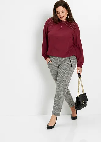 Glenčekové kalhoty bez zapínání, barva: kouřově šedá kostka