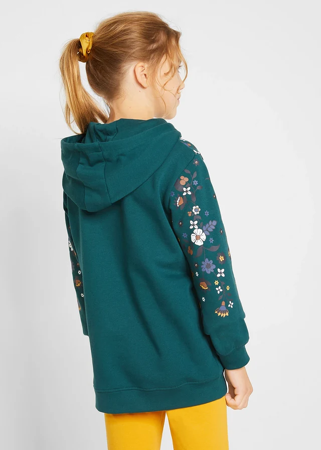 Bluza z kapturem, bawełna organiczna, kolor: niebieskozielony