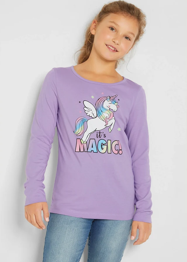 Longsleeve (set van 2) van puur biologisch katoen, Kleur: lila+aquapastel
