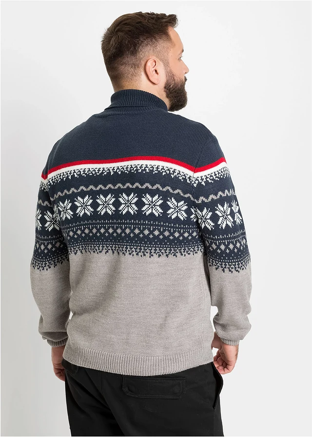 Coltrui met Noors patroon, Kleur: grijs gemêleerd Noors patroon