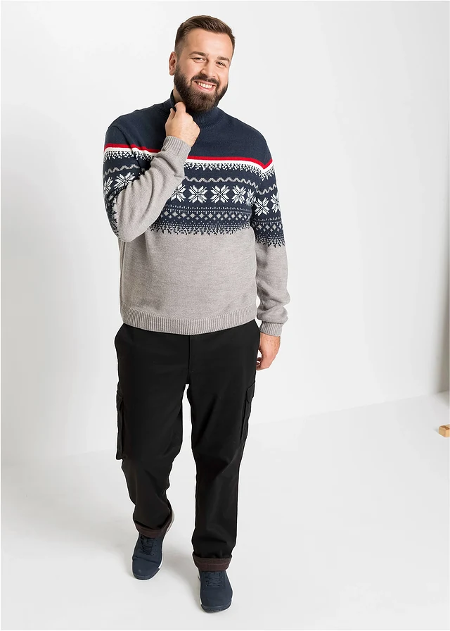 Pull norvégien à col roulé, Couleur: gris chiné norvégien