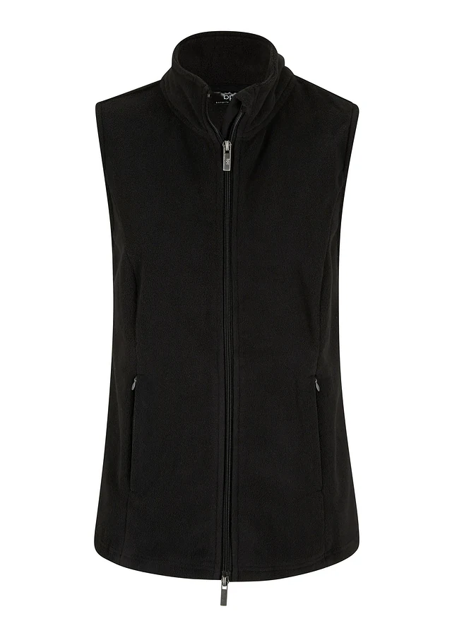 Fleece vest met zakken, Kleur: zwart