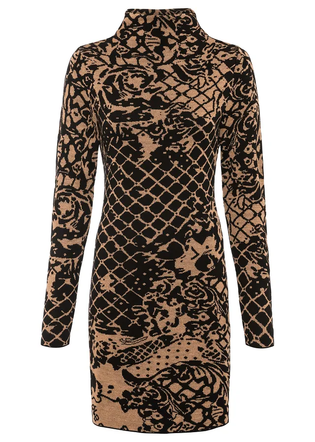 Rochie tricotată cu guler înalt