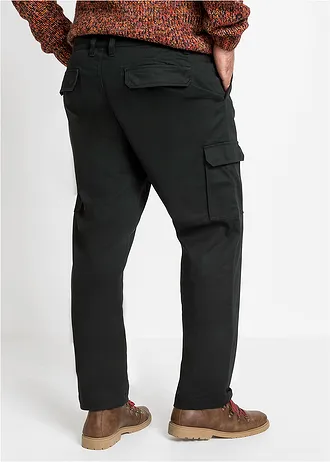 Regular fit stretch cargo thermobroek, straight, Kleur: zwart