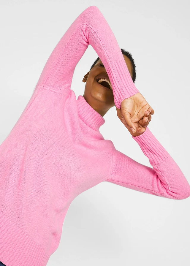 Pull col roulé basique en fine maille • rose • product-page.page-title-suffix