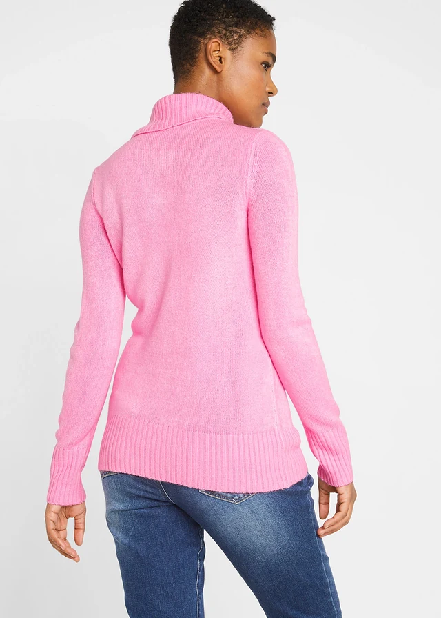 Pull col roulé basique en fine maille • rose • product-page.page-title-suffix