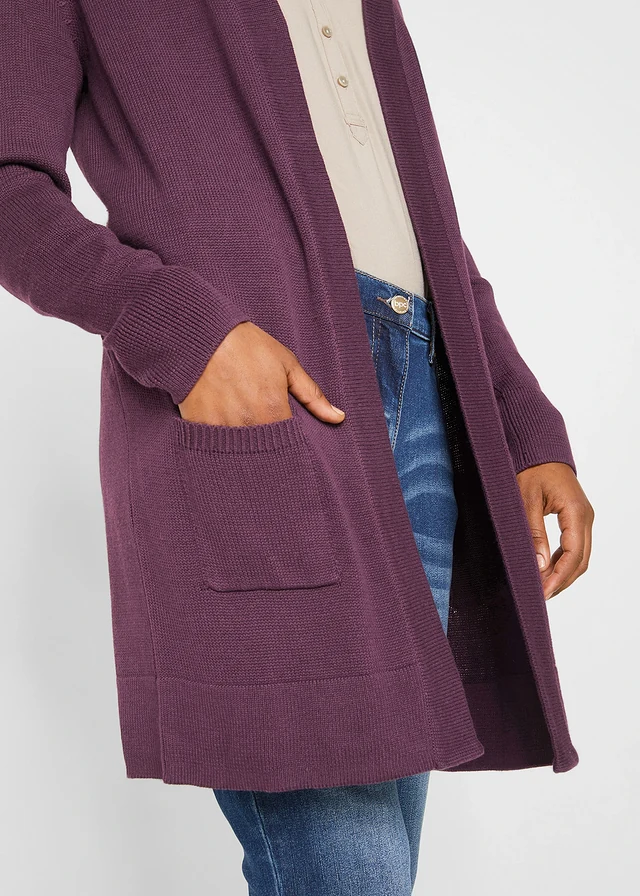 Gilet long en maille, manches longues • sureau • product-page.page-title-suffix