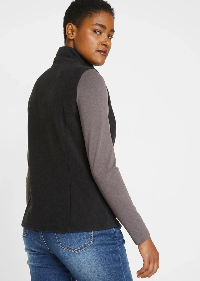 Gilet sans manches en polaire avec poches, Couleur: noir
