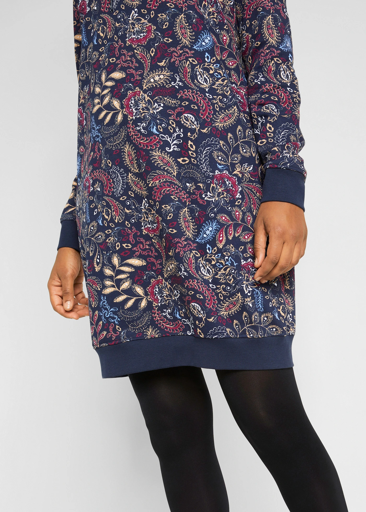 Sweatjurk met print, lange mouw • donkerblauw paisley • bonprix online shop