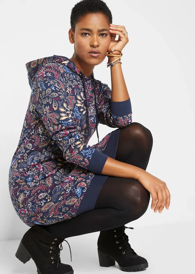 Robe sweat imprimée, manches longues • bleu foncé  paisley • product-page.page-title-suffix