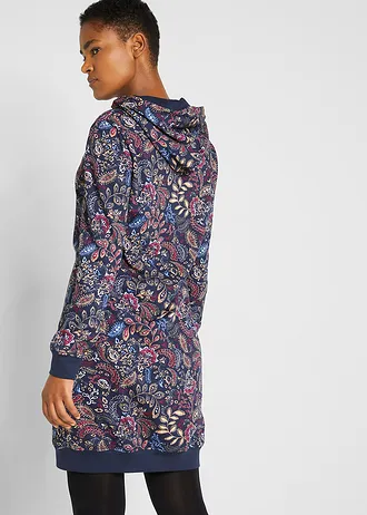 Sweatjurk met print, lange mouw, Kleur: donkerblauw paisley