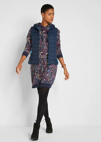 Sweatjurk met print, lange mouw, Kleur: donkerblauw paisley