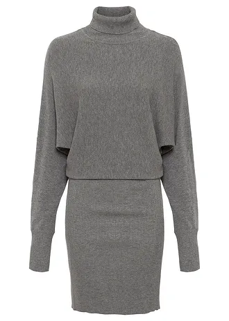 Pletené šaty z viskózové směsi • šedý melír • bonprix obchod