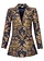 Lange jas van jaquard, Kleur: blauw-goudkleur grafische print