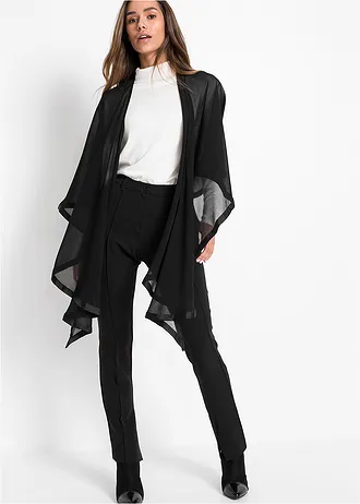 Șal tip poncho cu detaliu fin din satin • negru • magazin bonprix