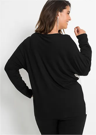 T-shirt à sequins, Couleur: noir/blanc cassé/argenté