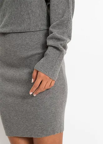 Pletené šaty z viskózové směsi • šedý melír • bonprix obchod