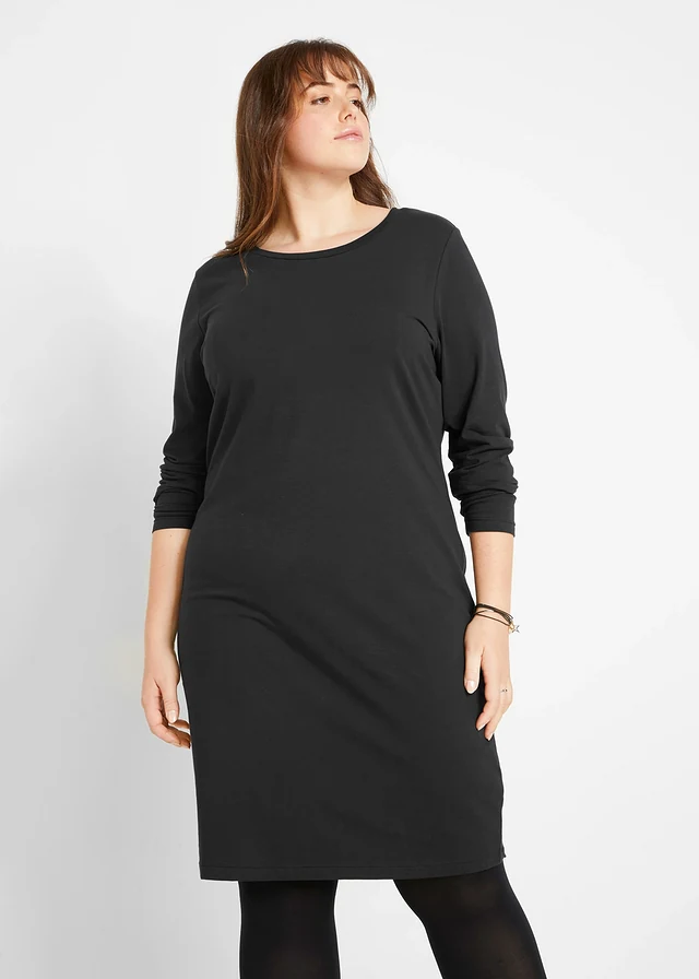 Accentuerende jersey jurk (set van 2), Kleur: 2x zwart