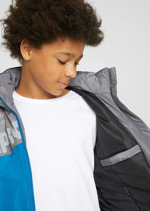 Veste d’hiver imperméable à capuche, style color block • noir-bleu-gris chiné • product-page.page-title-suffix