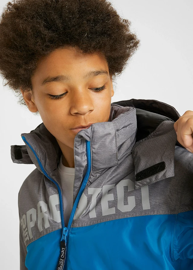 Waterdichte winterjas in colourblocking met capuchon • zwart-blauw-grijs gemêleerd • product-page.page-title-suffix