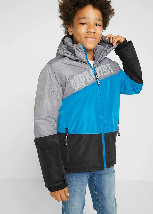 Veste d’hiver imperméable à capuche, style color block • noir-bleu-gris chiné • product-page.page-title-suffix
