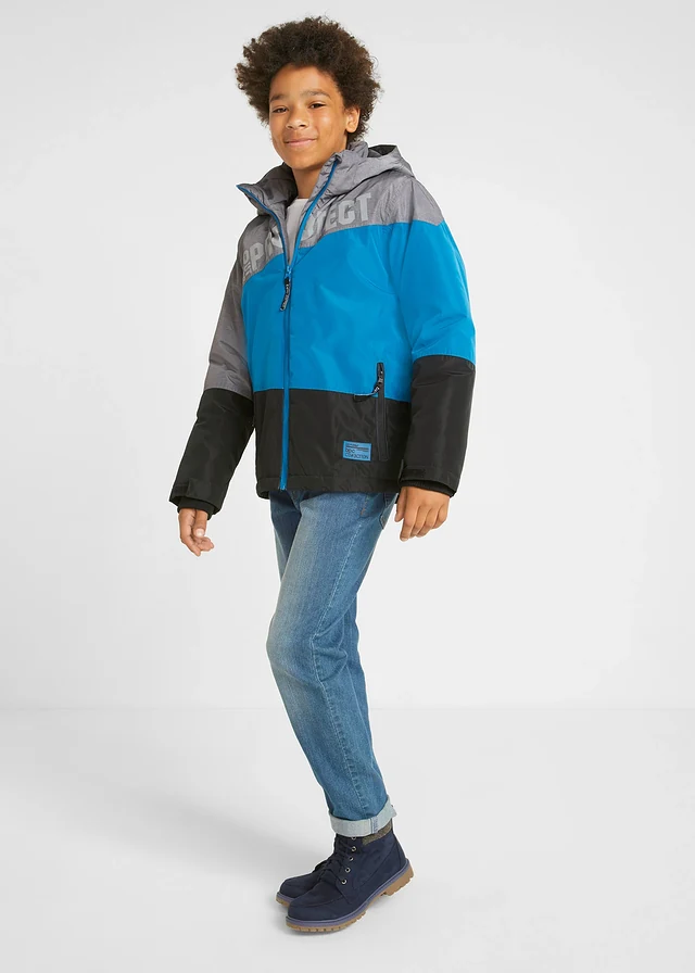 Veste d’hiver imperméable à capuche, style color block • noir-bleu-gris chiné • product-page.page-title-suffix