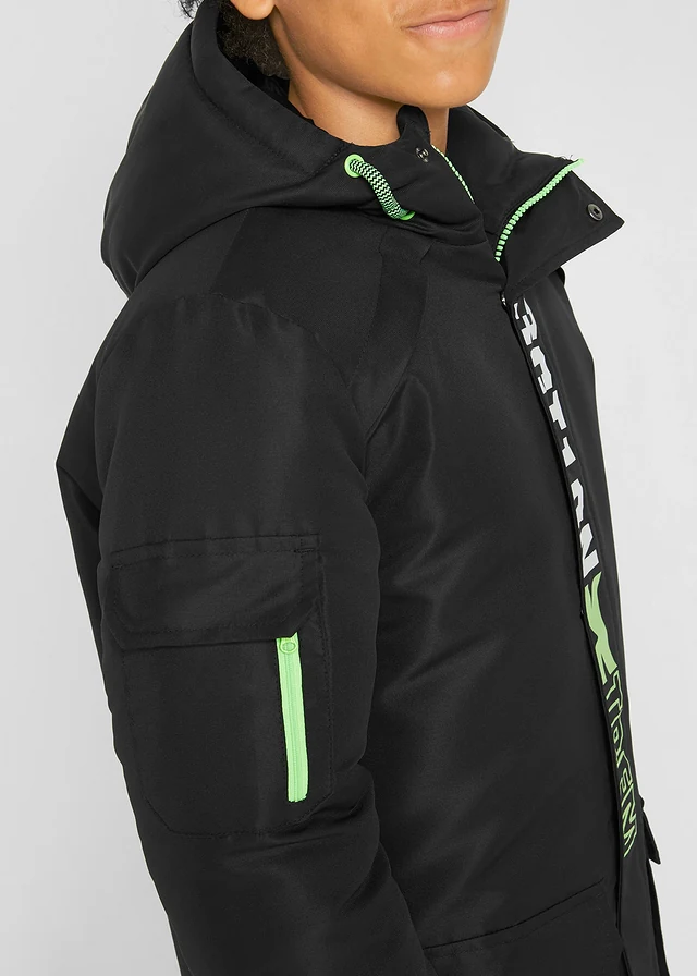 Parka d’hiver à capuche et détails sportifs • noir imprimé • product-page.page-title-suffix