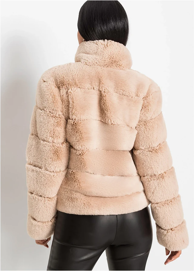 Imitatie bontjas met ritssluiting • rozebeige • product-page.page-title-suffix