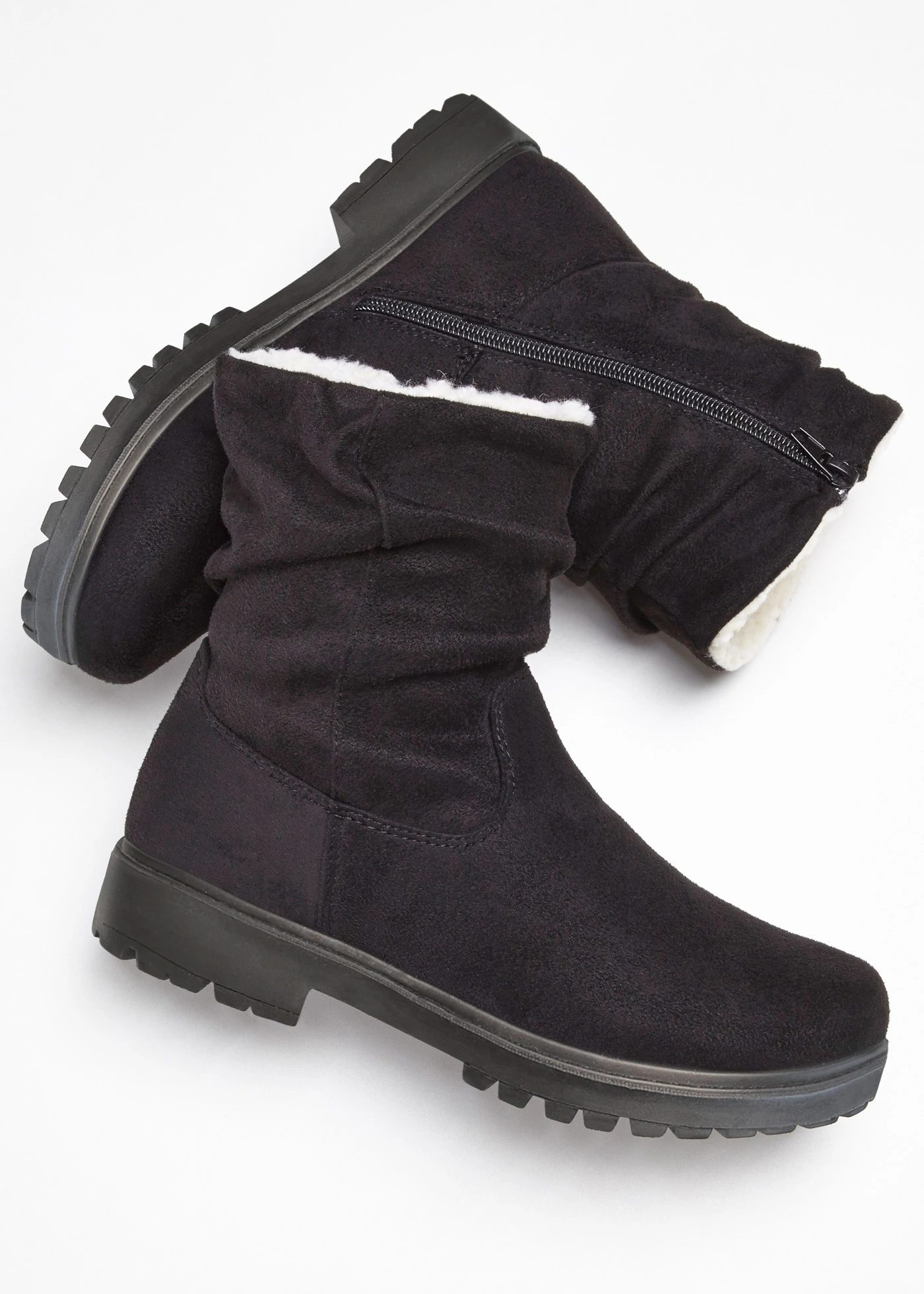 Boots met plooien • zwart • bonprix online shop
