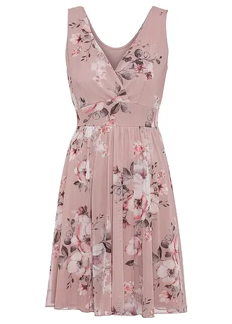 Mini jurk met printed mesh, Kleur: roze gebloemd