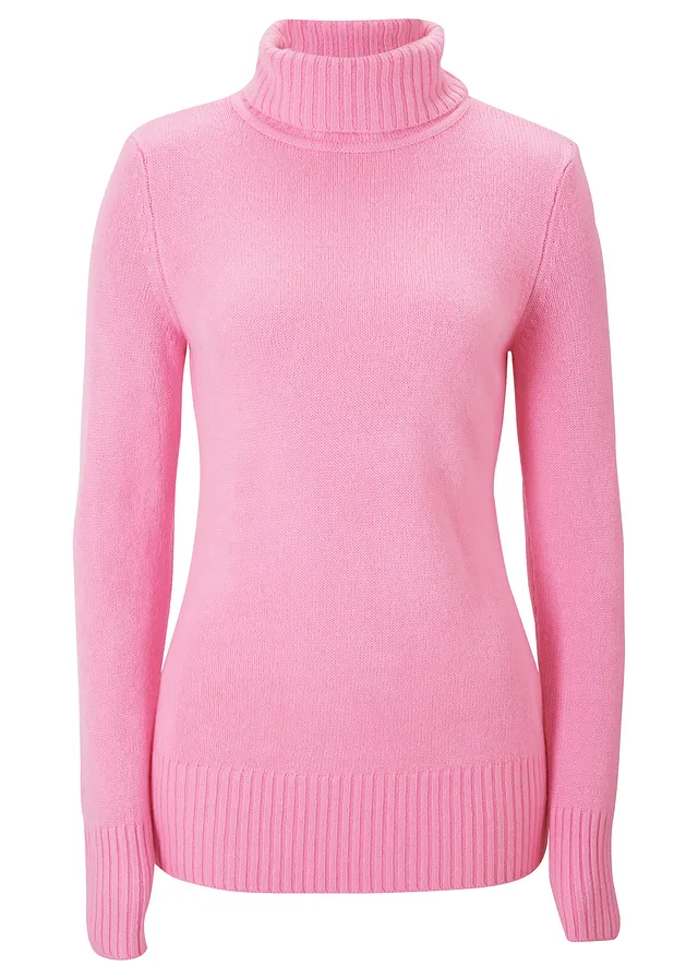 Základní rolák z jemné pleteniny • růžová • bonprix obchod
