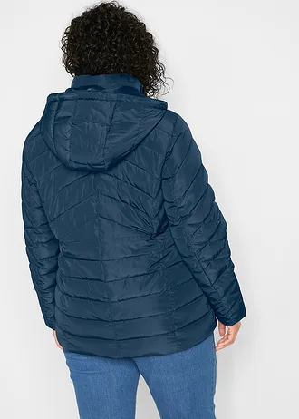 Veste matelassée légère avec capuche amovible, Couleur: bleu foncé