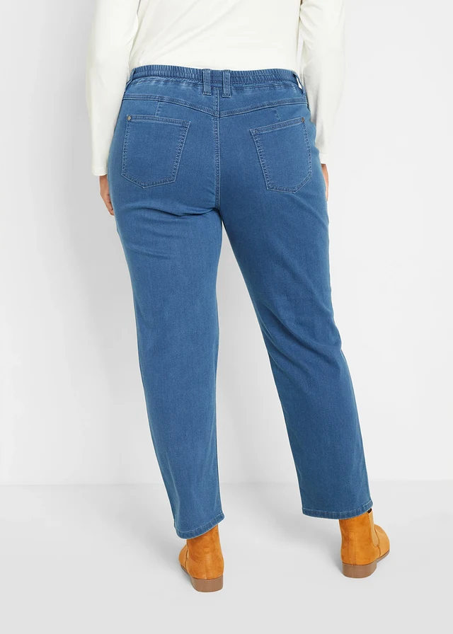 Jean chaud à empiècement taille confortable, Couleur: bleu denim